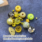 Assorted Glass Resin Beads Multi Size Colors Smooth Cracked Gravel Millet Spacer Beads for Bracelets Necklace Earring DIY Jewelry Making Craft(Yellow Series)
