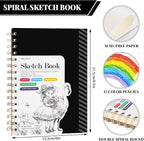 Sketch Book with 12 Color Pencil Set, 90 Sheets Spiral Sketchbook for Drawing (68lb/100gsm), Acid-Free Sketch Pad for Kids Artist, Art Paper Drawing Supplies for Gifts (5.5×8.5 inch)
