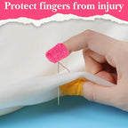 LLMSIX 3pcs Thimbles Type for Hand Sewing, Finger Protectors for Sewing, Soft & Breathable Finger Tape for Moms Wives Hand DIY Sew Gifts