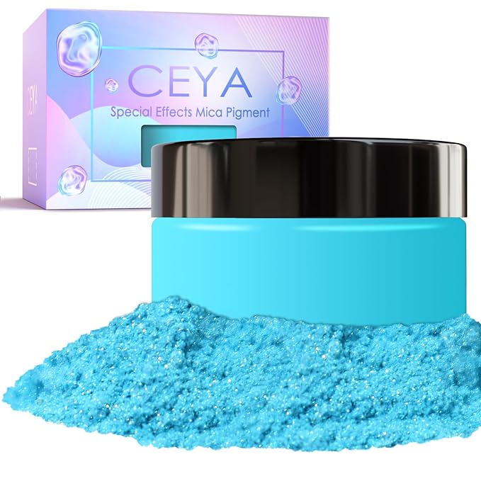 Ceya Highly Interference Mica Powder, 1.8oz/ 50g Turquoise Chrome Nail Powder, Cosmetic Grade Pearlescent Effect Color Shift Pigment for Epoxy Resin, Makeup, Nail Art, Soap Dye, Candle, Slime, Paint