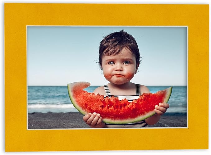 8x10 Mat Bevel Cut for 5.5x8.5 Photos - Acid Free Bright Yellow Precut Matboard - For Pictures, Photos, Framing - 4-ply Thickness