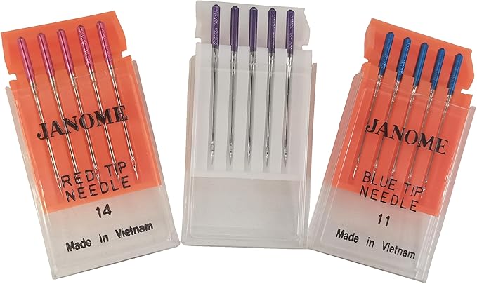 HONEYSEW Sewing Machine Blue Tip Needle Size 11 Purple Tip Needles Designed for Janome Stretch Size14