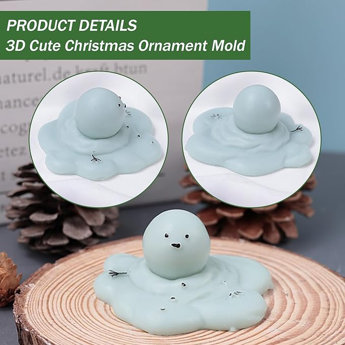 Silicone Molds Candle Cute Melting Snowman Resin Candle Molds for Christmas Party Decoration Candle Form Epoxy Plaster Mould (2.6 in)