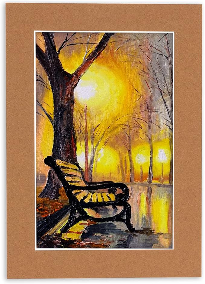 Pack of TEN 11x14 Mats Bevel Cut for 8.5x11 Photos - Acid Free Aged Oak Brown Precut Matboards For Pictures, Photos, Framing - 4-ply Thickness
