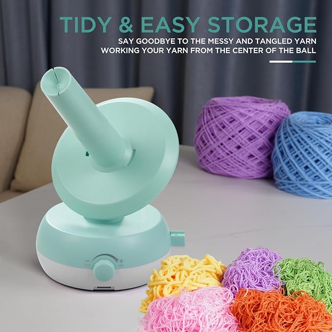Yarn Winder for Crocheting, 10oz Large Capacity Electric Yarn Ball Winder with Strong Tension Stepless Speed, Automatic Yarn Cake Winder, Helper for Knitting Lovers, Mint Green