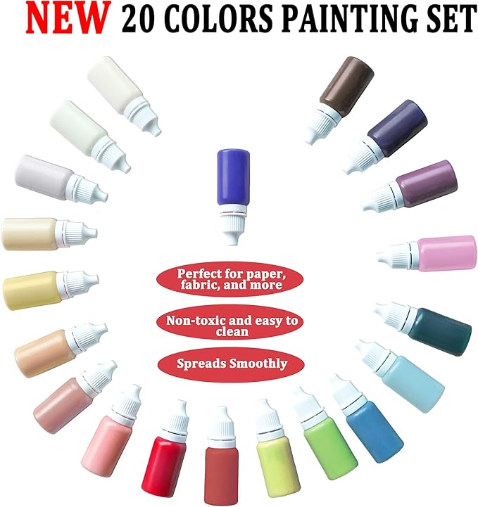 JAJADO 27 Pcs Water Marbling Paint Kit, Water Paint Marbling Ink & Turkish Marble Pattern Acrylic Pouring Floating Paint Art & Crafts Gifts for Christmas, Halloween, Birthday