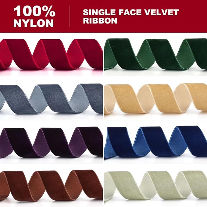 Burgundy Velvet Ribbon,1/4" W x 20Yd Single Face,Great for Gift Wrapping,Hair Bows,Handmade Craft and Christmas,Wedding Decoration (1/4" Burgundy)