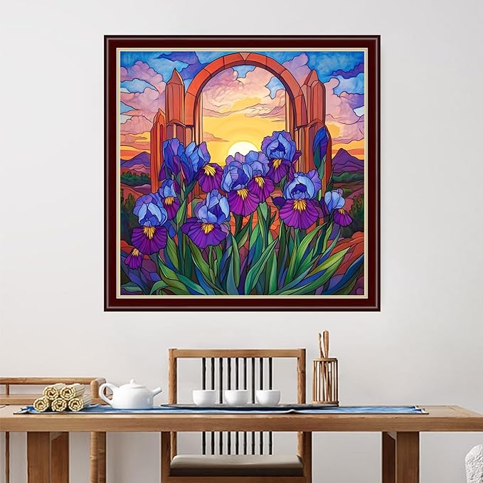 Dimensean Stamped Cross Stitch Kits Full Range of Embroidery Patterns Starter Kits for Beginners Adult or Kids DIY Cross Stitches Needlepoint Kits 11CT-Sunrise Oriole Tail Flower 18x18 inch