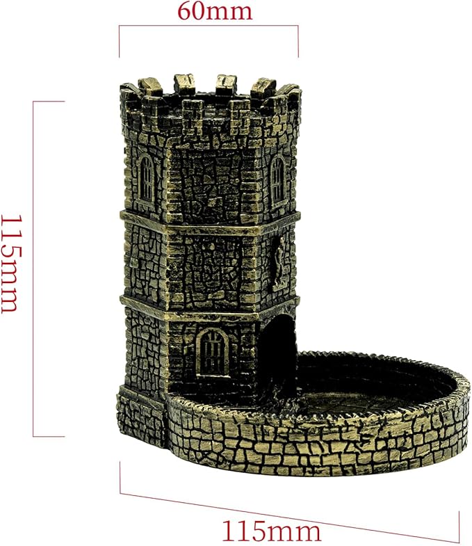 D&D Dice Tower, Castle Dice Rolling Tower for Role Playing Game | Easy Roller Perfect for DND Board Game and RPG (Ancient Golden)