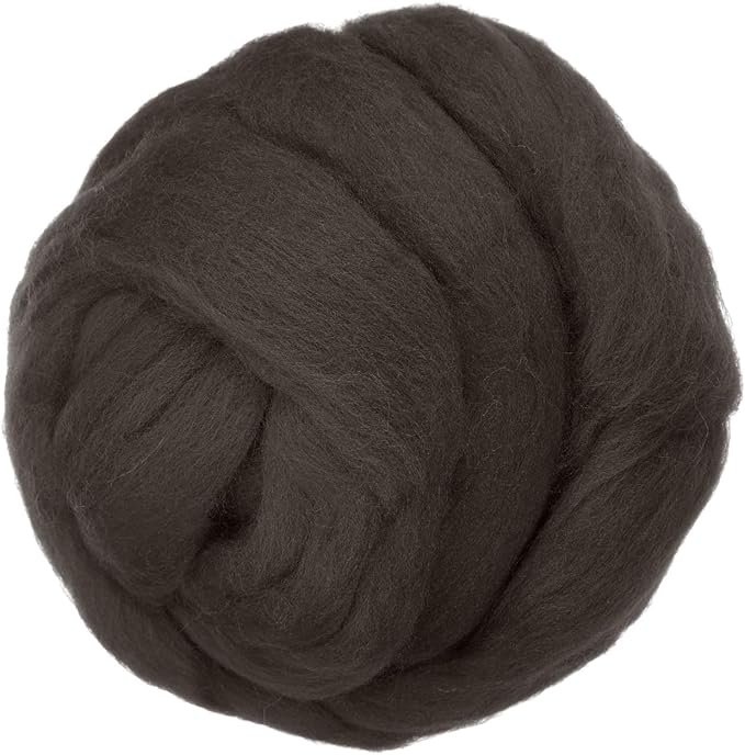 PATIKIL Wool Roving Yarn, 150G/5.3OZ Soft Felting Wool Pure Chunky Roving Yarn Bulk for Needle Felting Knitting Blanket Spinning Weaving DIY Craft, Dark Gray