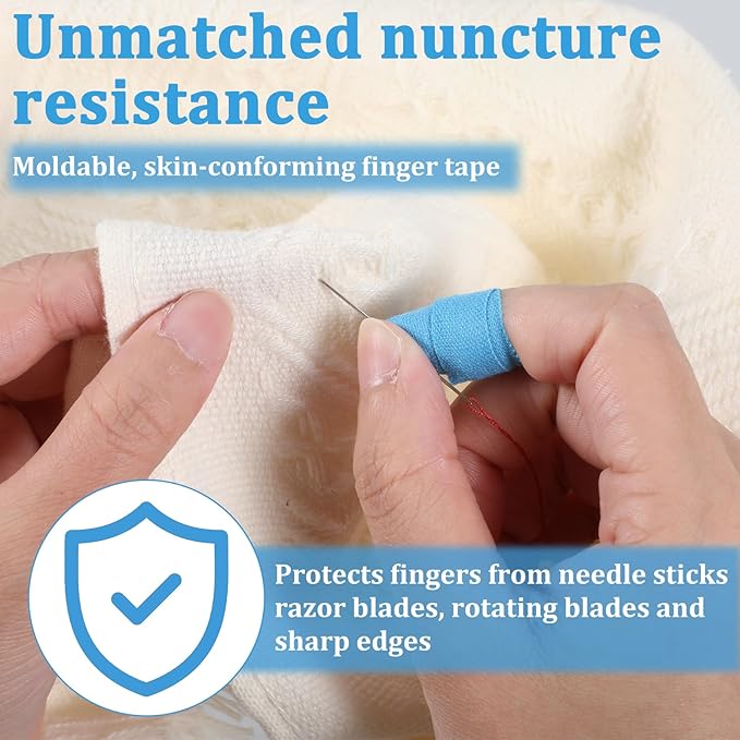 3 Rolls Thimble Tape for Hand Sewing, Self-Adhesive Cotton Finger Protector, Breathable Finger Tape Adjustable Knitting Bandage for Quilting, Embroidery DIY Crafts (Green, Purple, Blue)
