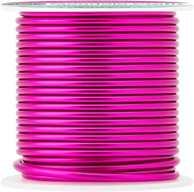 Mandala Crafts 13 Gauge Anodized Aluminum Craft Wire for Jewelry Making - 60 FT Colored Flexible Magenta Wire - Bendable for Bonsai Armature Crafting Sculpting