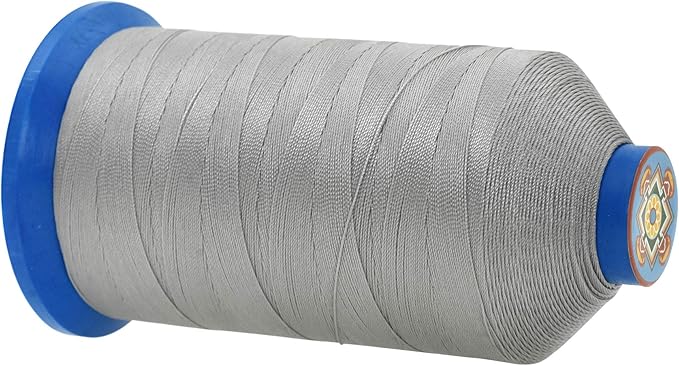 Mandala Crafts Bonded Nylon Thread Gray Heavy Duty Sewing Threads - 1100 YDs Size 92 280D T90 Tex 90 Thread for Leather Jeans Weaving Outdoor Marine Upholstery Threads