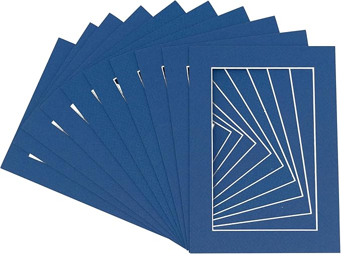 6x8 Mat for 8x10 Frame - Precut Mat Board Acid-Free Show Kit with Backing Board, and Clear Bags Royal Blue 6x8 Photo Matte Made to Fit a 8x10 Picture Frame Matboard for Framing, Pack of 10 Mats