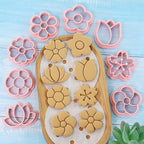 Flower Cookie Cutters Set, 3D Pressable Cookie Cutters Small Flower Biscuit Cutters Cake Baking Fondant Embosser Stamps Birthday Party DIY Cake Decorating Tools (flower)