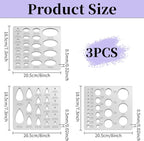 3PCS Metal Stencils Ellipse Teardrop Circle Template for Drafting Round Stencil Jewelry Making Templates Art Oval Tool Metal Geometric Stencil for Office and DIY Bracelets Earrings