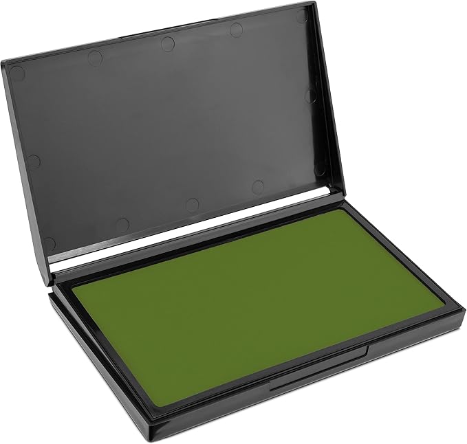 MaxMark Large Premium Olive Green Ink Stamp Pad - 4-1/4" by 7-1/4" - Premium Quality Felt Pad