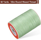 uxcell Round Leather Sewing Waxed Thread, 55m / 60 Yards Wax Polyester String, 0.8mm Waxed Stitching Cord for Leather Crafts, Bookbinding, Bracelets Braided, Mint Green