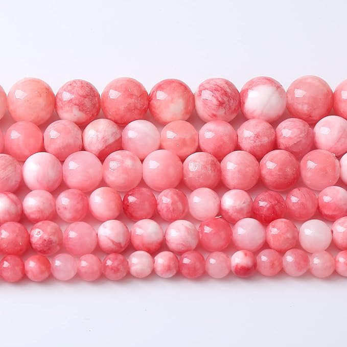 90pcs 4mm Natural Pink White Persian Jade Gemstone Beads Round Loose Spacer Beads for Jewelry Making DIY Bracelets Necklaces 15" (Pink Persian Jade, 4mm)