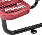 Global Industrial 46" Round Picnic Table, Expanded Metal, Red Thermoplastic Coating, Attached Benches, 1-1/2” Umbrella Pole Hole, Outdoor-Rated, 1000 lb Capacity