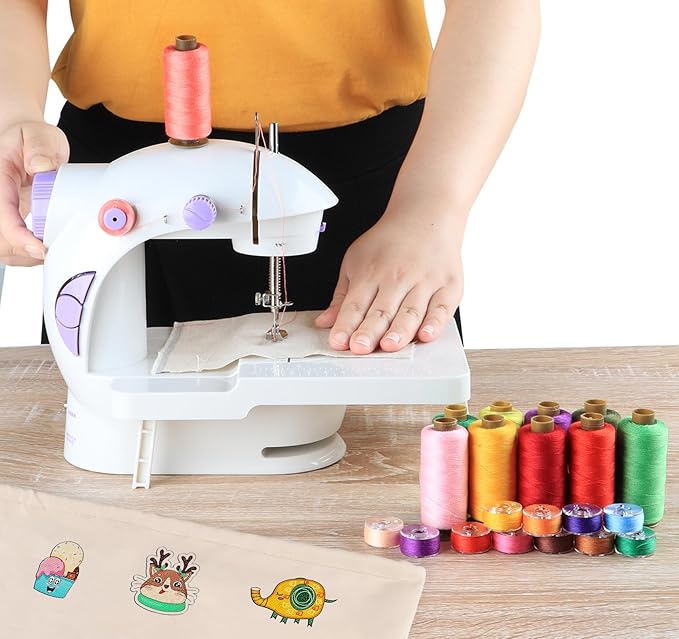ilauke 50Pcs Thread for Sewing, 400 Yards Sewing Thread kit, Prewound Bobbins Hand & Machine, Sewing Machine Thread Assortment for Brother Singer Janome Juki Serger Machine, 25 Colors