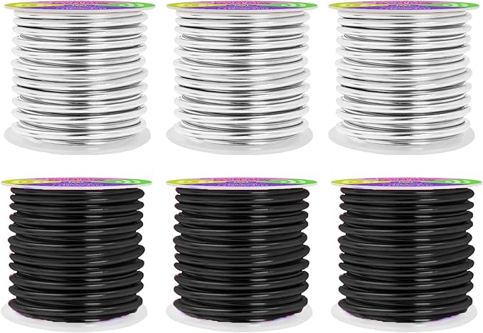 Mandala Crafts 8 Gauge Anodized Aluminum Craft Wire for Jewelry Making - 120 FT Colored Flexible Silver Black Wire - Bendable for Bonsai Armature Crafting Sculpting