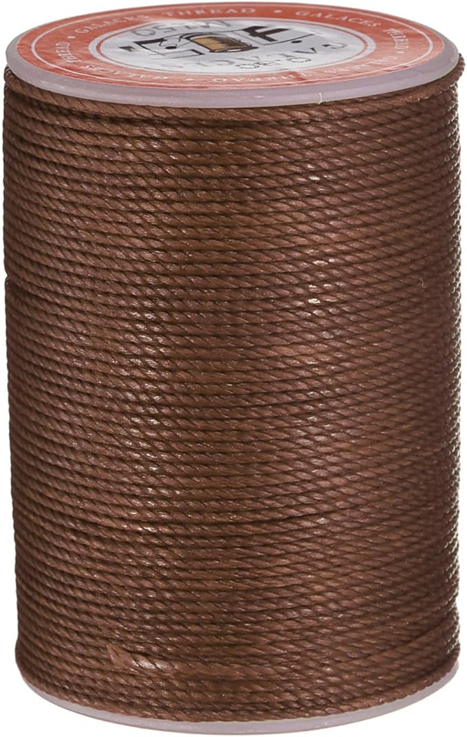 uxcell Round Leather Sewing Waxed Thread, 55m / 60 Yards Wax Polyester String, 0.8mm Waxed Stitching Cord for Leather Crafts, Bookbinding, Bracelets Braided, Dark Brown