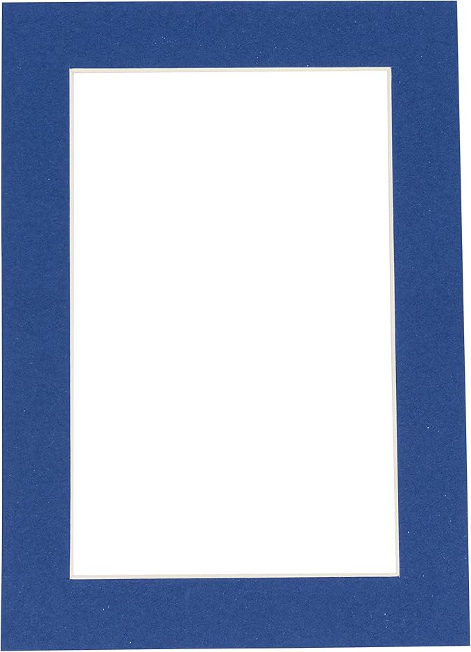 Pack of 25 Acid Free 8x10 Mats Bevel Cut for 5x8 Photos - Bottle Blue Precut Matboards With Backing Boards and Clear Photo Mat Bags For Pictures, Photos, Framing - 4-ply Thickness