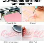 HTVRONT HTV Heat Transfer Vinyl - 12" x 8ft Pink HTV Vinyl for Shirts, Pink Iron on Vinyl Compatible with Cricut Cutting Machine - Easy to Cut & Weed for Craft Design (Coral Pink)