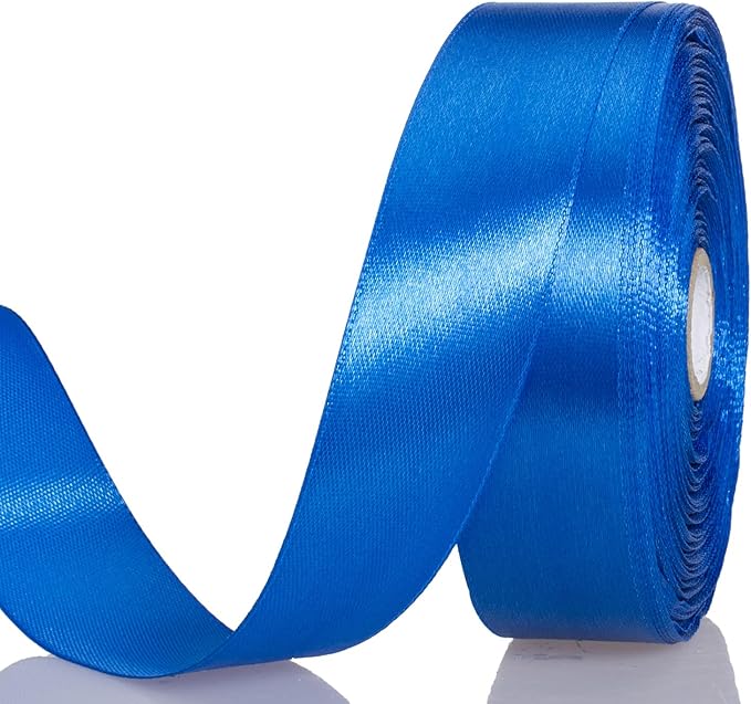 1 Inch Royal Blue Solid Satin Ribbon, 50 Yards Craft Fabric Ribbon for Gift Wrapping Floral Bouquets Wedding Party Decoration