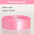 1 Inch Flamingo Pink Solid Satin Ribbon, 50 Yards Craft Fabric Ribbon for Gift Wrapping Floral Bouquets Wedding Party Decoration