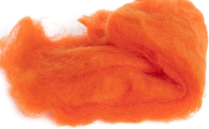 Desert Breeze Distributing Maori Wool Carded Batting, 100% Natural New Zealand Wool Made by DHG in Italy for Needle Felting, 3.5 OZ, 27 Micron, Color Orange
