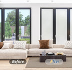 rabbitgoo Window Privacy Film, Frosted Glass Window Clings, Static Cling UV Heat Blocking Door Stickers for Home Bathroom, Removable Indoor Decal Coverings Day and Night, Pure, 17.5 x 78.7 Inches