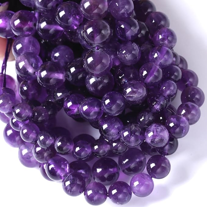 60pcs 6mm AAA Natural Amethyst Beads Crystal Energy Healing Power Stone Beadsfor Jewelry Making DIY Bracelet Necklace Accessories 15"