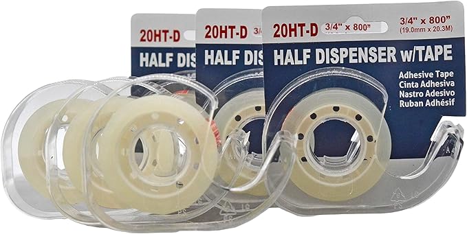 WOD OST20D Office Tape Clear Refill Rolls and Refillable Dispenser - 3/4 inch x 800 inches (6-Pack) for Craft Jobs, Office Work, Gift Wrapping, Repairing, and Envelope Sealing