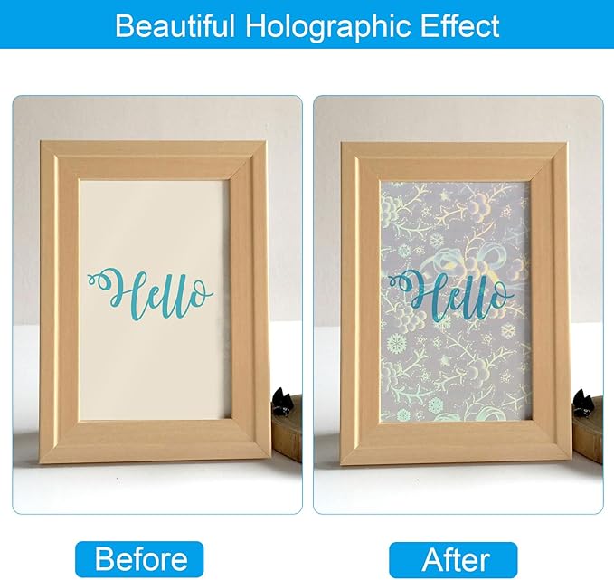 PATIKIL 8.3x5.8" Holographic Sticker Paper, 20Sheets A5 Polypropylene Self-Adhesive Transparent Waterproof Laminate Overlay Film for Photo Cards Scrapbook Decorations, Christmas Ribbon