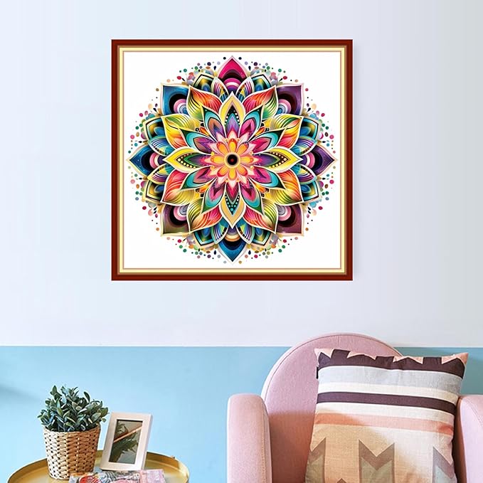 Joyhoor Cross Stitch Kits for Beginners Stamped Cross-Stitch Supplies Needlework preprint Embroidery Kits for Adults DIY Needlepoint Kits Embroidery Patterns 11CT- Magic Mandala 18x18 inchs