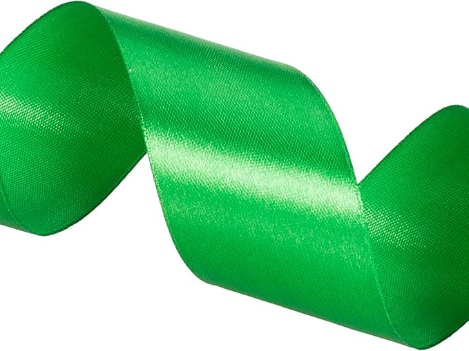 1 1/2 Inch Green Solid Satin Ribbon, 50 Yards Craft Fabric Ribbon for Gift Wrapping Floral Bouquets Wedding Party Decoration