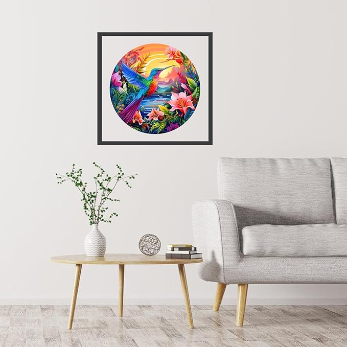Wooden Puzzles for Adults, Hummingbird and Flower Puzzles 200 Pieces, Unique Shaped Jigsaw Puzzles for Adults and Kids, Birthday Gifts Fun Challenge Family Game 11.2'' x 11.2''