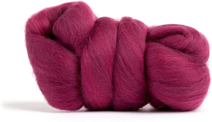 Desert Breeze Distributing 100% Natural Merino Wool Roving - Premium Combed Top Merino Roving Wool - Tapestry, Spinning, Wet Felting & Needle Felting Supplies - 21.5 Micron - 1 oz, Color Ruby Red