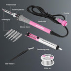 WORKPRO Soldering Station, 60W Soldering Iron Kit Digital Display, 5 Extra Iron Tips, Precision Temperature Control Solder Station for Electronic Repair, DIY Enthusiasts - Pink Ribbon