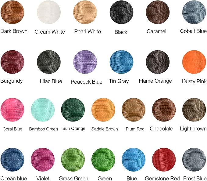 uxcell Round Leather Sewing Waxed Thread, 55m / 60 Yards Polyester Wax String, 0.80mm Wax Stitching Cord for Leather Crafts, Bookbinding, Bracelets Braided, Pink, 2pcs