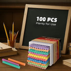 Dustless Colored Chalk 100PCS, 10 Colors Non-Toxic Classroom Chalks for Teachers & Students, School Chalkboard Supplies