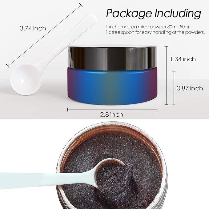 Ceya Chameleon Mica Powder, 1.8oz/ 50g Starry Night Chrome Nail Powder, Cosmetic Grade Pearlescent Effect Color Shift Pigment for Epoxy Resin, Makeup, Nail Polish, Soap Dye, Candle Making, Craft