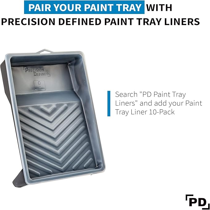 Precision Defined Paint Trays 9-Inch, Paint Roller Trays Set 2-Pack, Plastic Paint Pan for 9-Inch Roller Brushes, Painting Tray for Painting with Deep Paint Pocket, Disposable Paint Tray