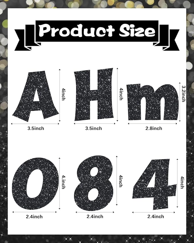 237 Pcs Glitter Bulletin Board Letters, Numbers and Punctuation, Poster Board Letters Alphabet Cut Out Cardboard Letters Accessories for Classroom Display Decorating Supplies 4inch (Black)