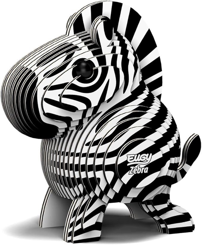 Eugy Zebra 3D Puzzle, 26 Piece Eco-Friendly Educational Toy Puzzles for Boys, Girls & Kids Ages 6+