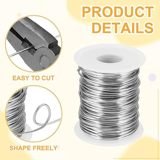 uxcell 16 Gauge / 1.5mm Anodized Aluminum Wire for Jewelry Craft Making, 102 Feet Bendable Flexible Wire for DIY Home Decor Gardening Sculpture, Silver