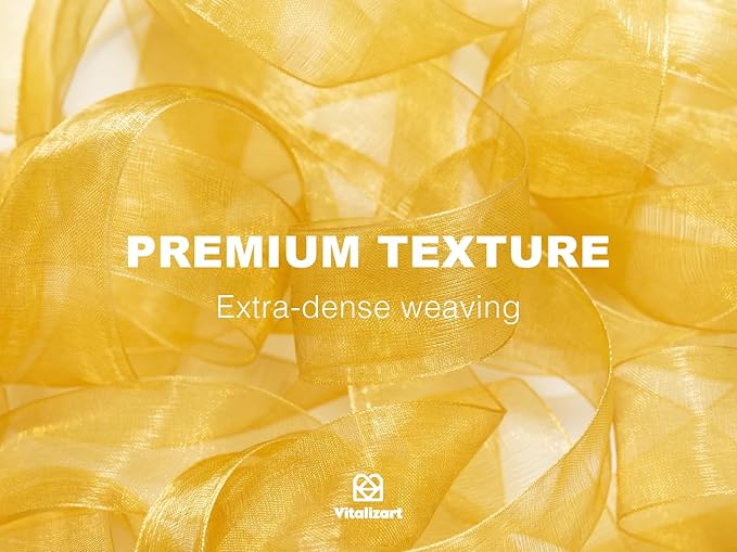 Vitalizart Gold Organza Ribbon for Gift Wrapping 1 inch x 30 Yd 3 Rolls *10Yd Extra Density Sheer Fabric Christmas Card Supplies Crafts Bows Tree Decor Wedding Wreaths Wrap