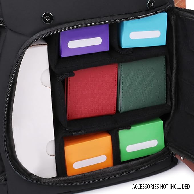 ENHANCE Designer Edition TCG Backpack - MTG Deck Bag Card Binder Space, TCG Deck Box Storage, MTG Playmat Holder - Card Storage Compatible with Magic the Gathering, Pokemon, Lorcana (Canvas Black)